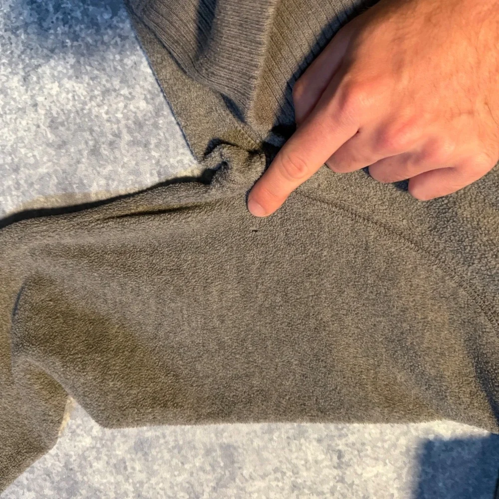 American Eagle Womens Hoodie XL Gray Sherpa Lined Full‎ Zip Fleece